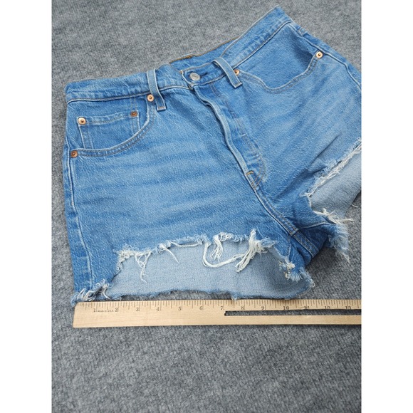 Levi's Cut Off 501 Jean Shorts Jorts Women's 29 Blue Denim Cotton Blend Stretch - Picture 11 of 11